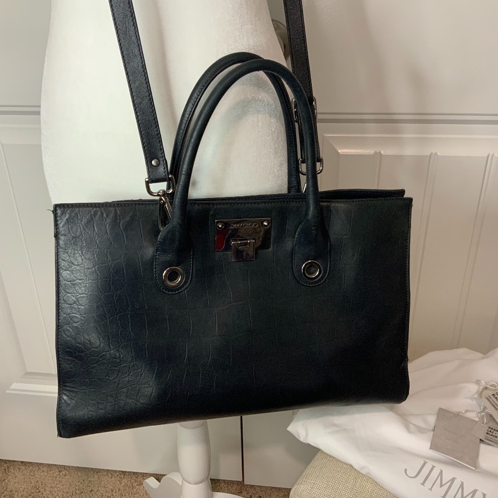 Jimmy Choo Riley Black Leather Shoulder Bag
